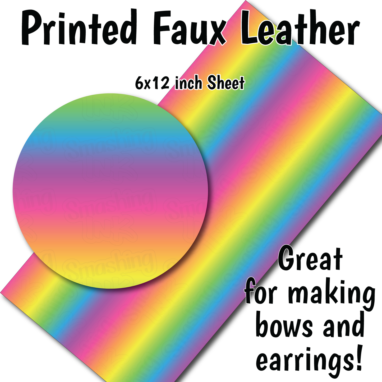 Rainbow Ombre W - Faux Leather Sheet (SHIPS IN 3 BUS DAYS)