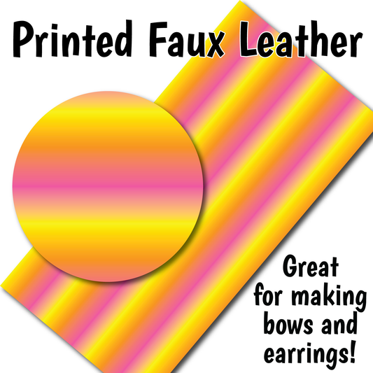 Pink Orange Yellow Ombre - Faux Leather Sheet (SHIPS IN 3 BUS DAYS)