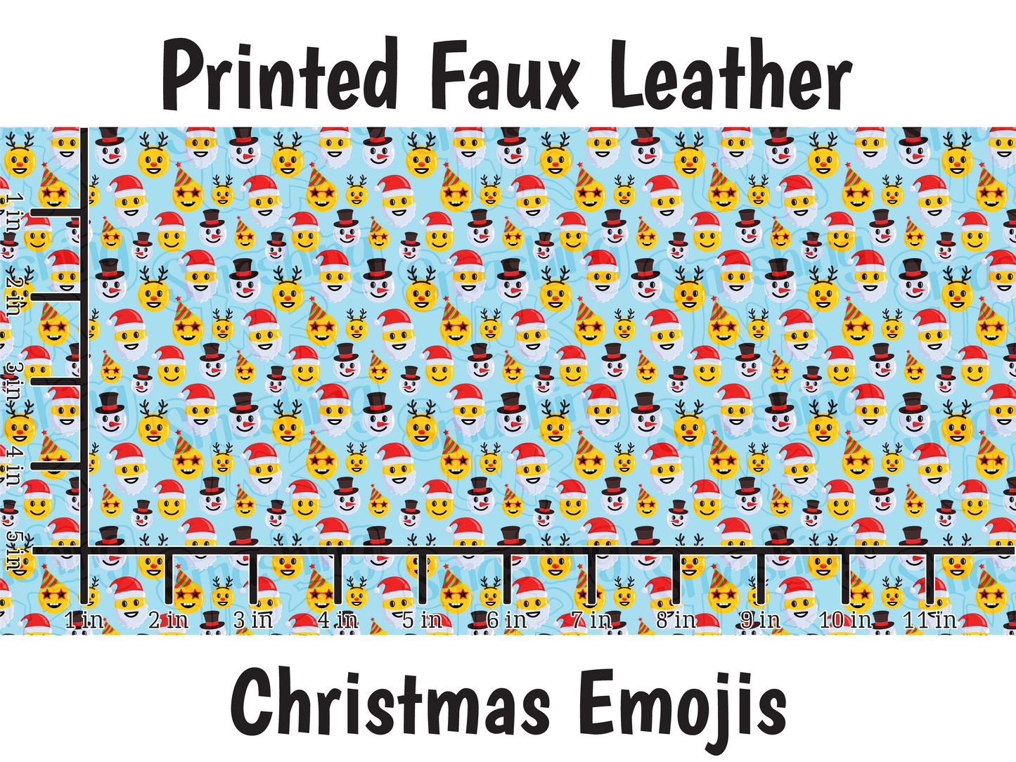 Christmas Emojis - Faux Leather Sheet (SHIPS IN 3 BUS DAYS)