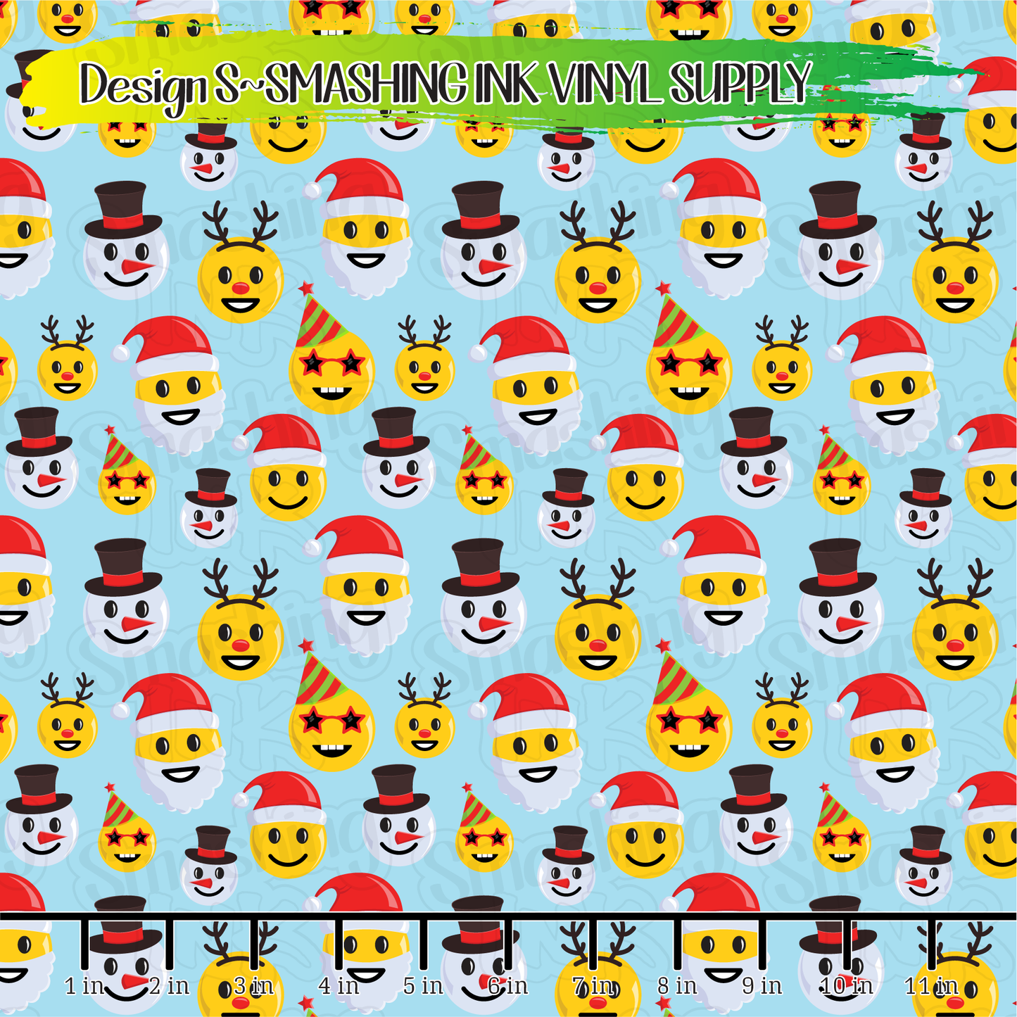Christmas Emoji ★ Pattern Vinyl | Faux Leather | Sublimation (TAT 3 BUS DAYS)