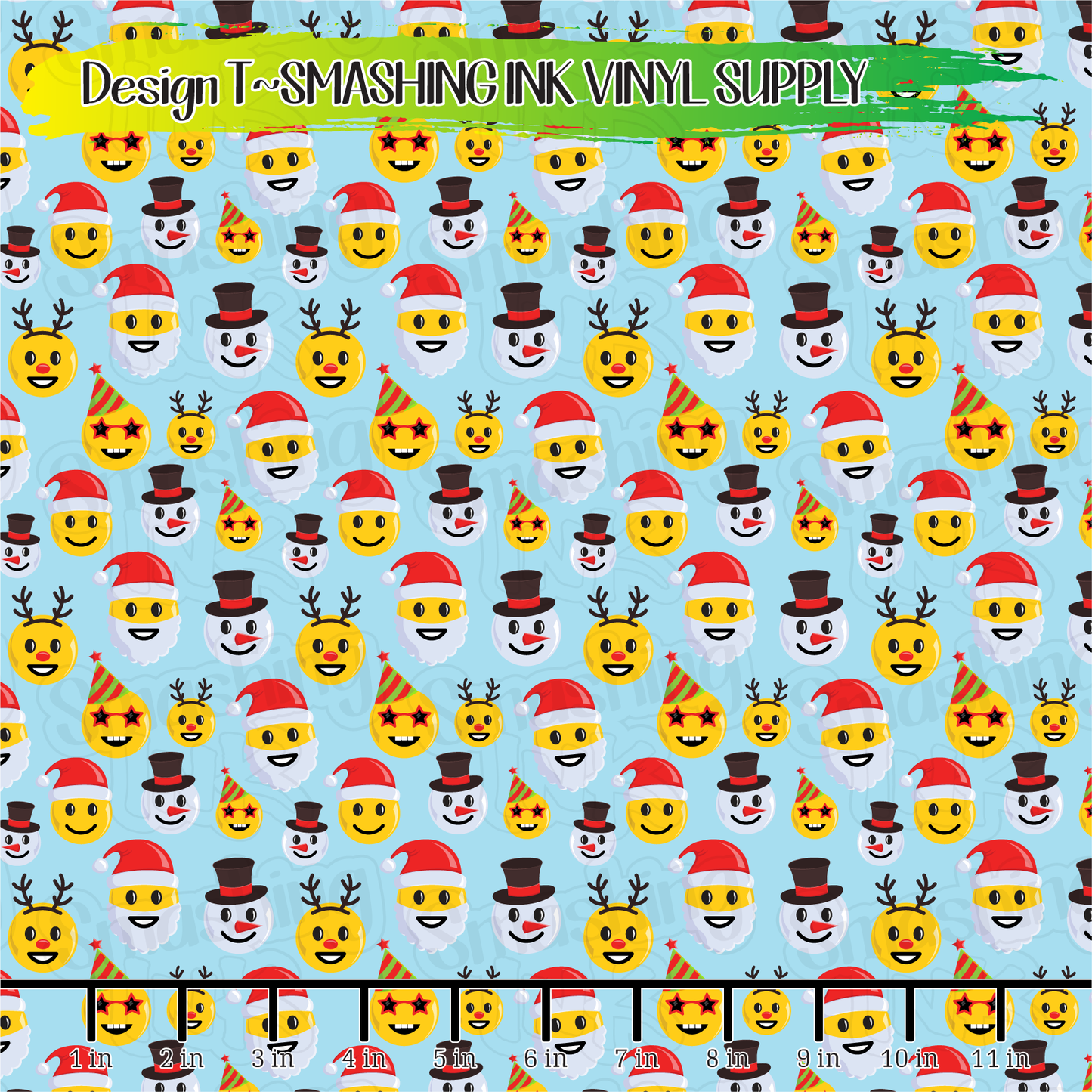 Christmas Emoji ★ Pattern Vinyl | Faux Leather | Sublimation (TAT 3 BUS DAYS)