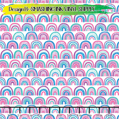 Cartoon Rainbows ★ Pattern Vinyl | Faux Leather | Sublimation (TAT 3 BUS DAYS)