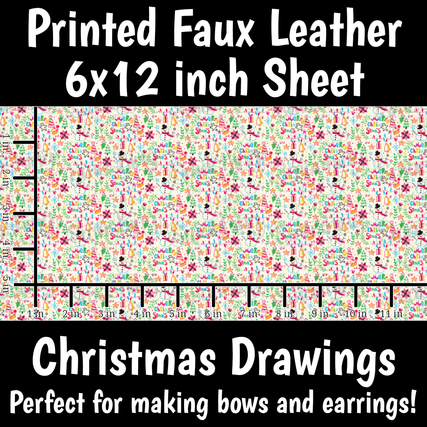 Christmas Drawings - Faux Leather Sheet (SHIPS IN 3 BUS DAYS)