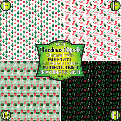 Christmas Objects   - Pattern Vinyl | Faux Leather | Sublimation (TAT 3 BUS DAYS)