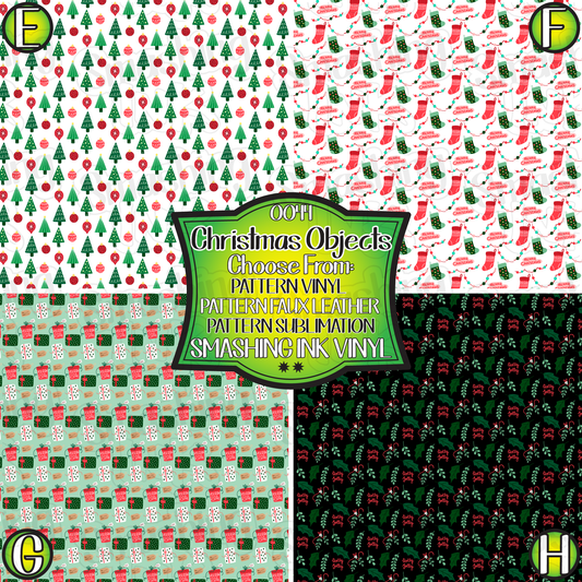 Christmas Objects   - Pattern Vinyl | Faux Leather | Sublimation (TAT 3 BUS DAYS)