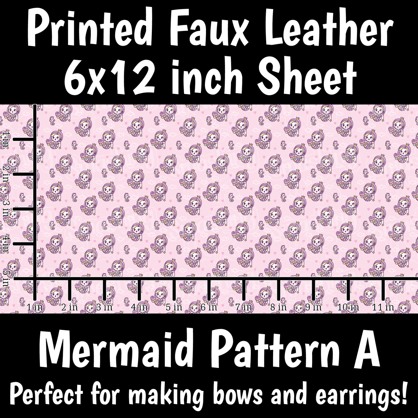 Mermaid Pattern A - Faux Leather Sheet (SHIPS IN 3 BUS DAYS)