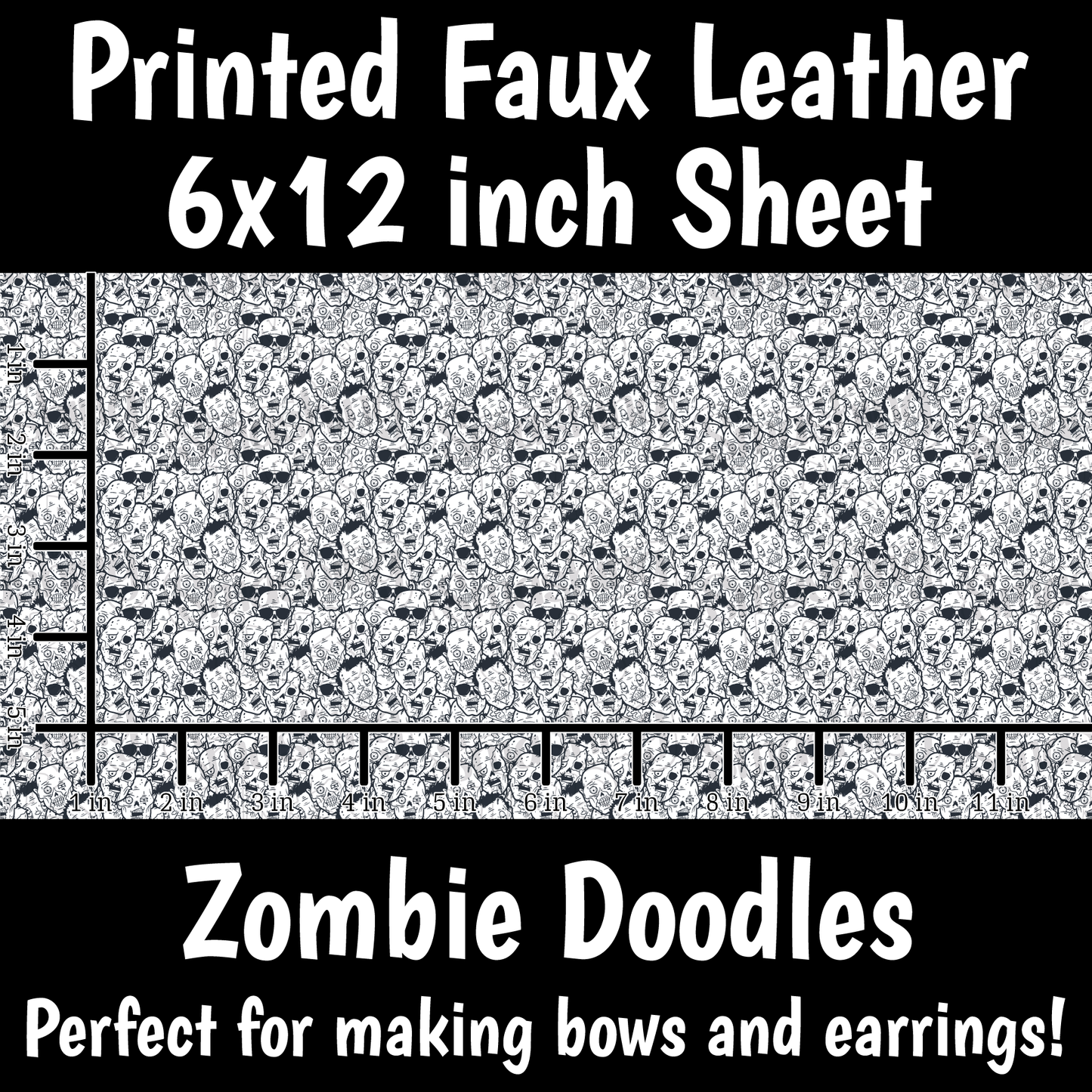 Zombie Doodles Small Scale - Faux Leather Sheet