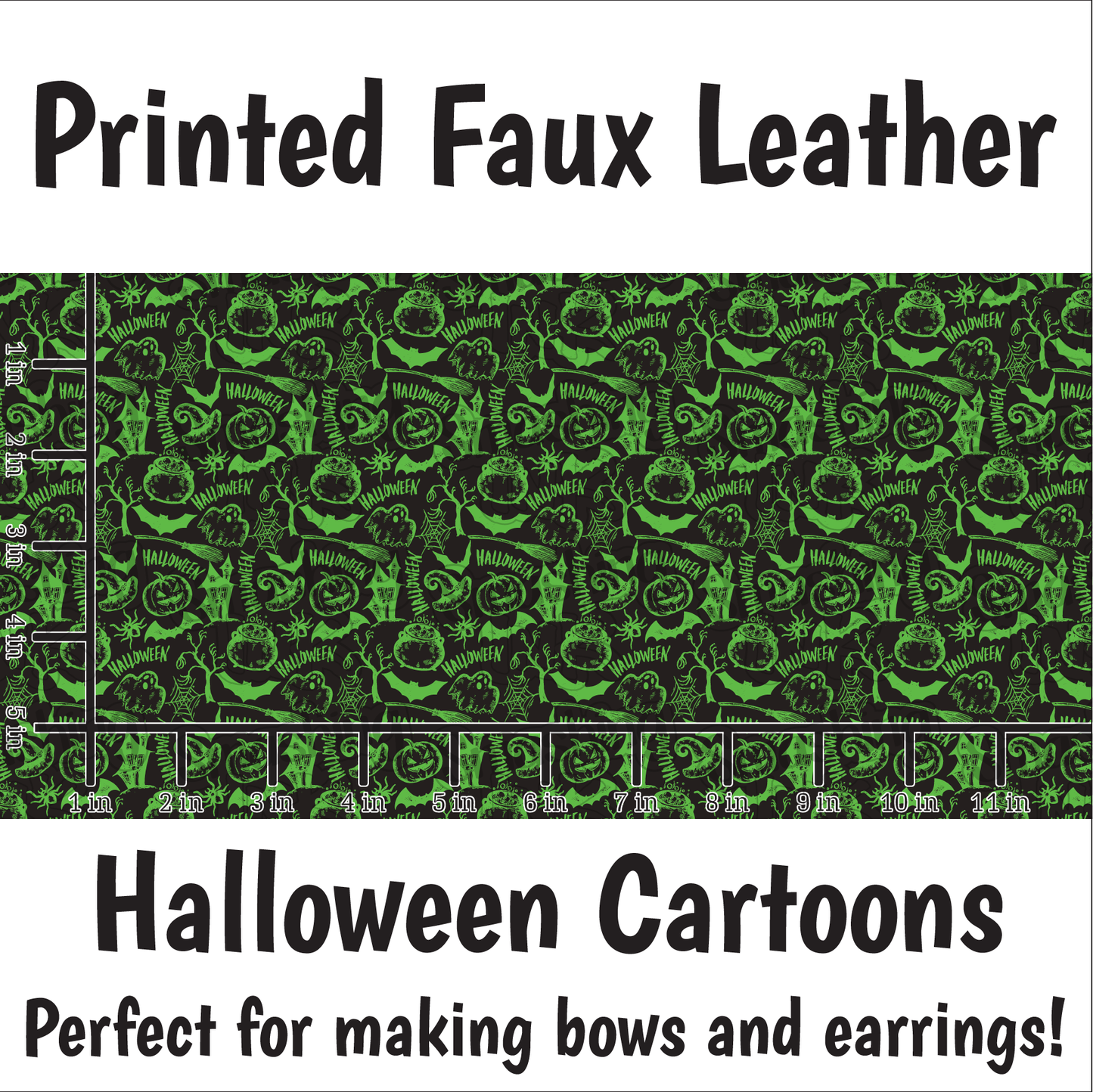 Halloween Cartoons - Faux Leather Sheet (SHIPS IN 3 BUS DAYS)