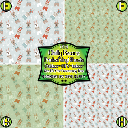CHILLY BEARS ★ Pattern Vinyl | Faux Leather | Sublimation (TAT 3 BUS DAYS)