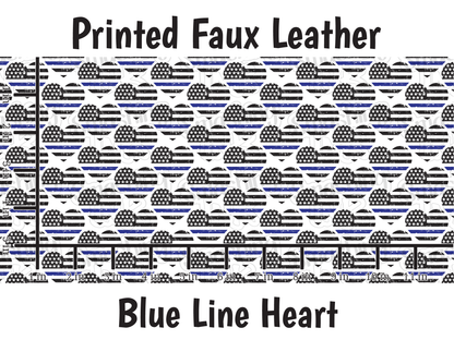 Blue Line Heart - Faux Leather Sheet (SHIPS IN 3 BUS DAYS)