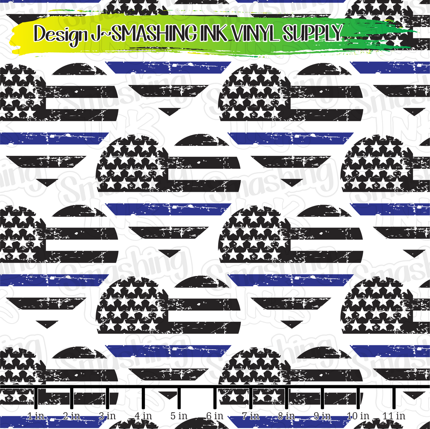 Blue Line Hearts ★ Pattern Vinyl | Faux Leather | Sublimation (TAT 3 BUS DAYS)