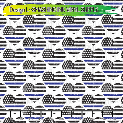 Blue Line Hearts ★ Pattern Vinyl | Faux Leather | Sublimation (TAT 3 BUS DAYS)