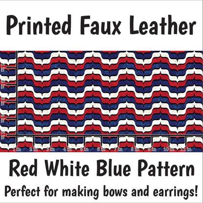 Red White Blue Pattern - Faux Leather Sheet (SHIPS IN 3 BUS DAYS)