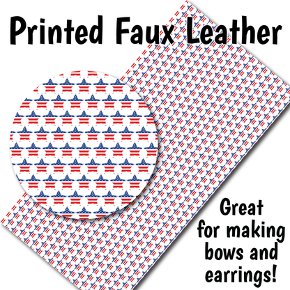 Patriotic Stars - Faux Leather Sheet (SHIPS IN 3 BUS DAYS)