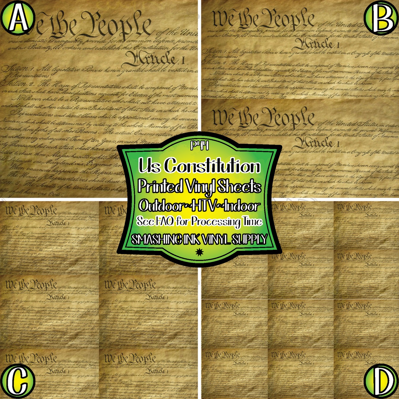 US Constitution ★ Printed Vinyl Sheets | Faux Leather | Laser Safe ...