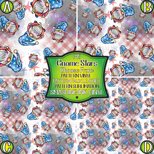 Gnome Stars ★ Pattern Vinyl | Faux Leather | Sublimation (TAT 3 BUS DAYS)