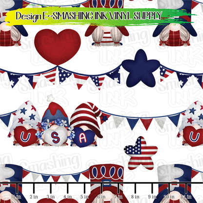 Gnome 4th Of July ★ Pattern Vinyl | Faux Leather | Sublimation (TAT 3 BUS DAYS)