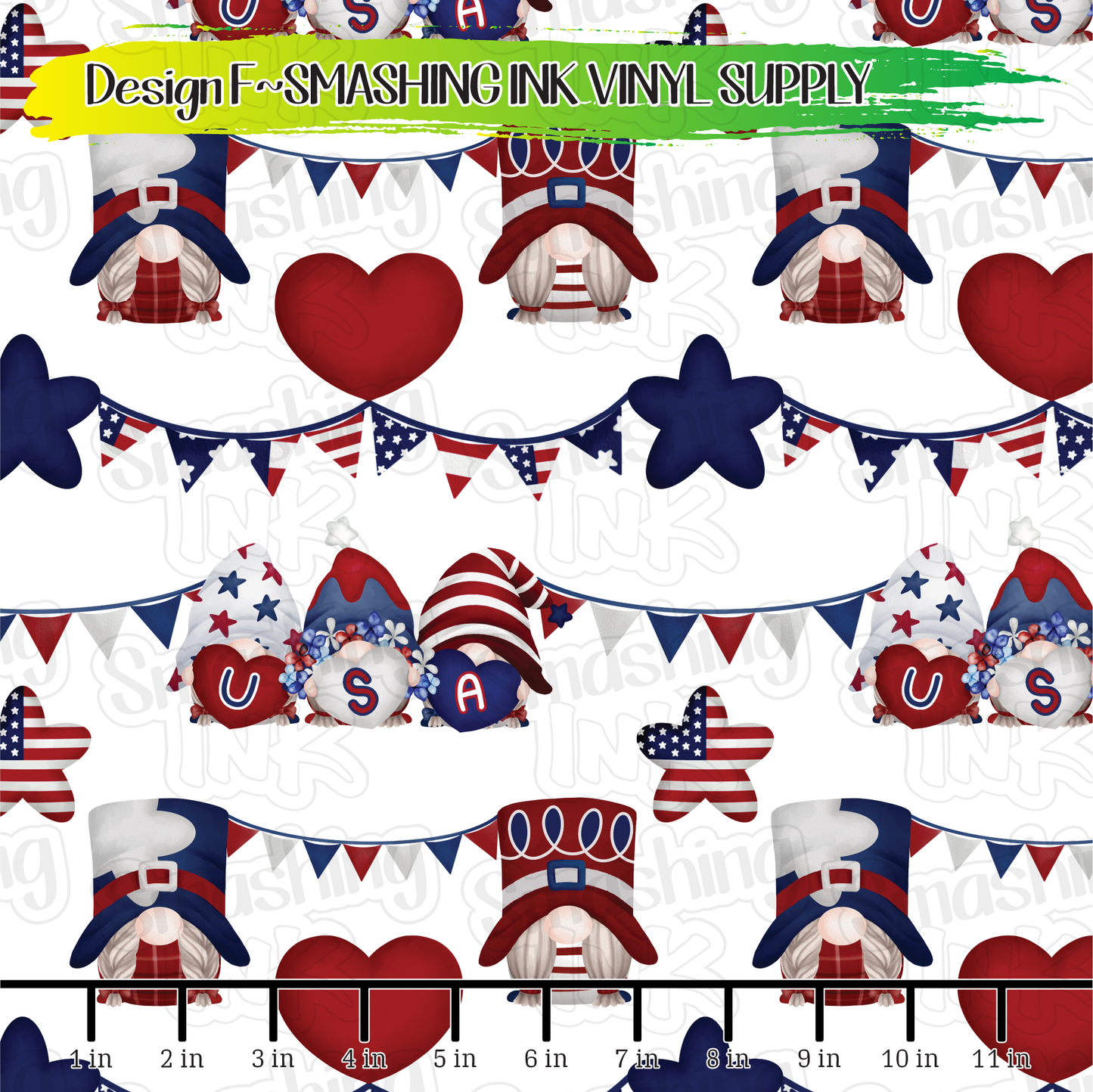 Gnome 4th Of July ★ Pattern Vinyl | Faux Leather | Sublimation (TAT 3 BUS DAYS)