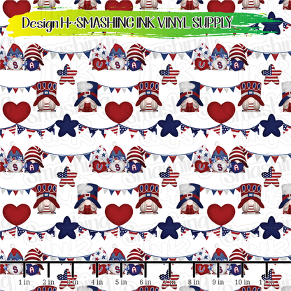 Gnome 4th Of July ★ Pattern Vinyl | Faux Leather | Sublimation (TAT 3 BUS DAYS)