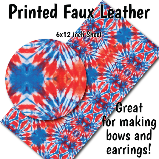 Patriotic Tie Dye - Faux Leather Sheet (SHIPS IN 3 BUS DAYS)