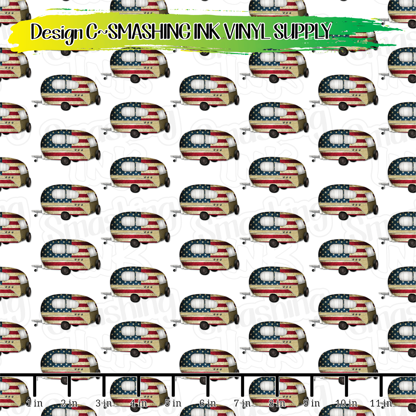 American Flag Campers ★ Pattern Vinyl | Faux Leather | Sublimation (TAT 3 BUS DAYS)