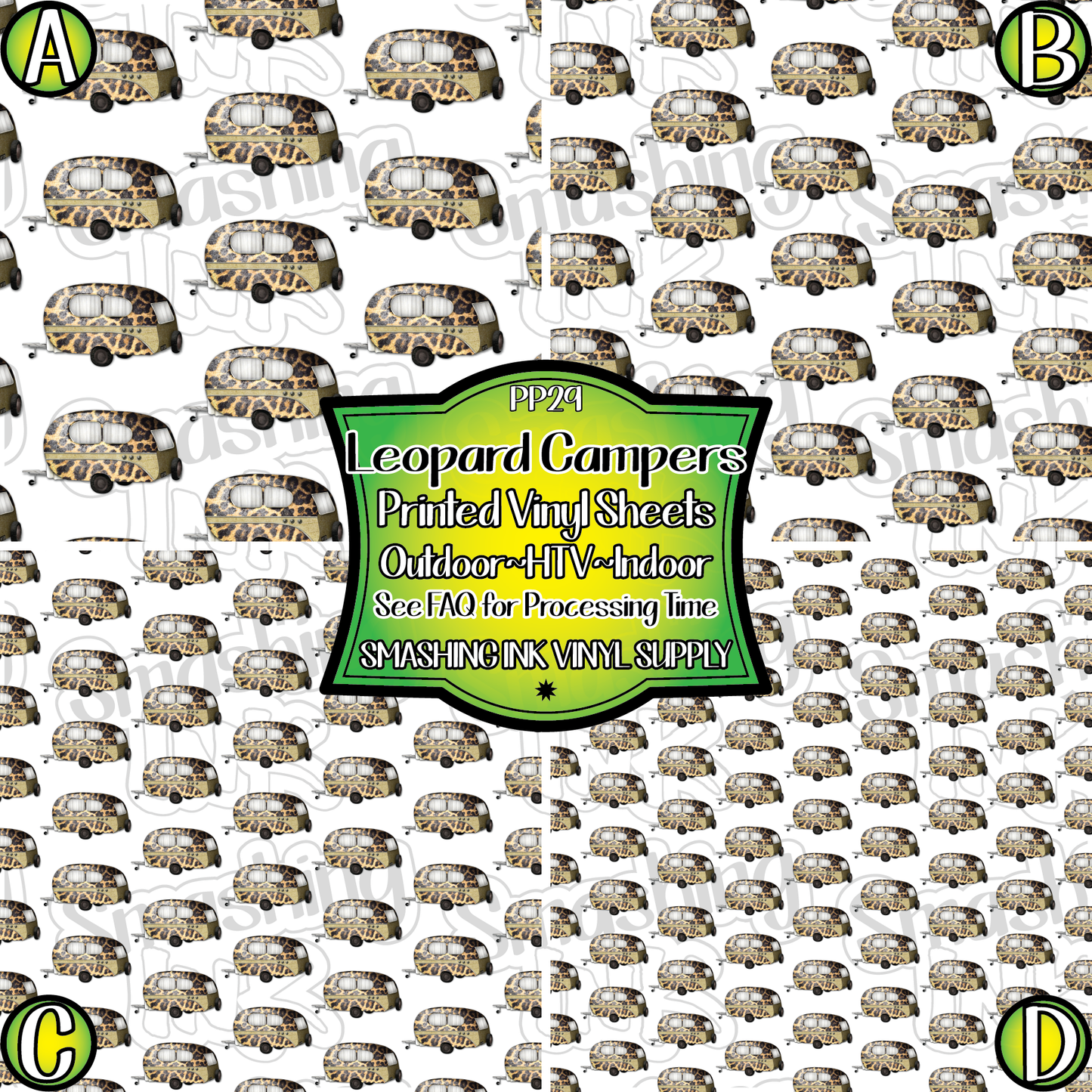 Leopard Print Campers ★ Laser Safe Adhesive Film (TAT 3 BUS DAYS)