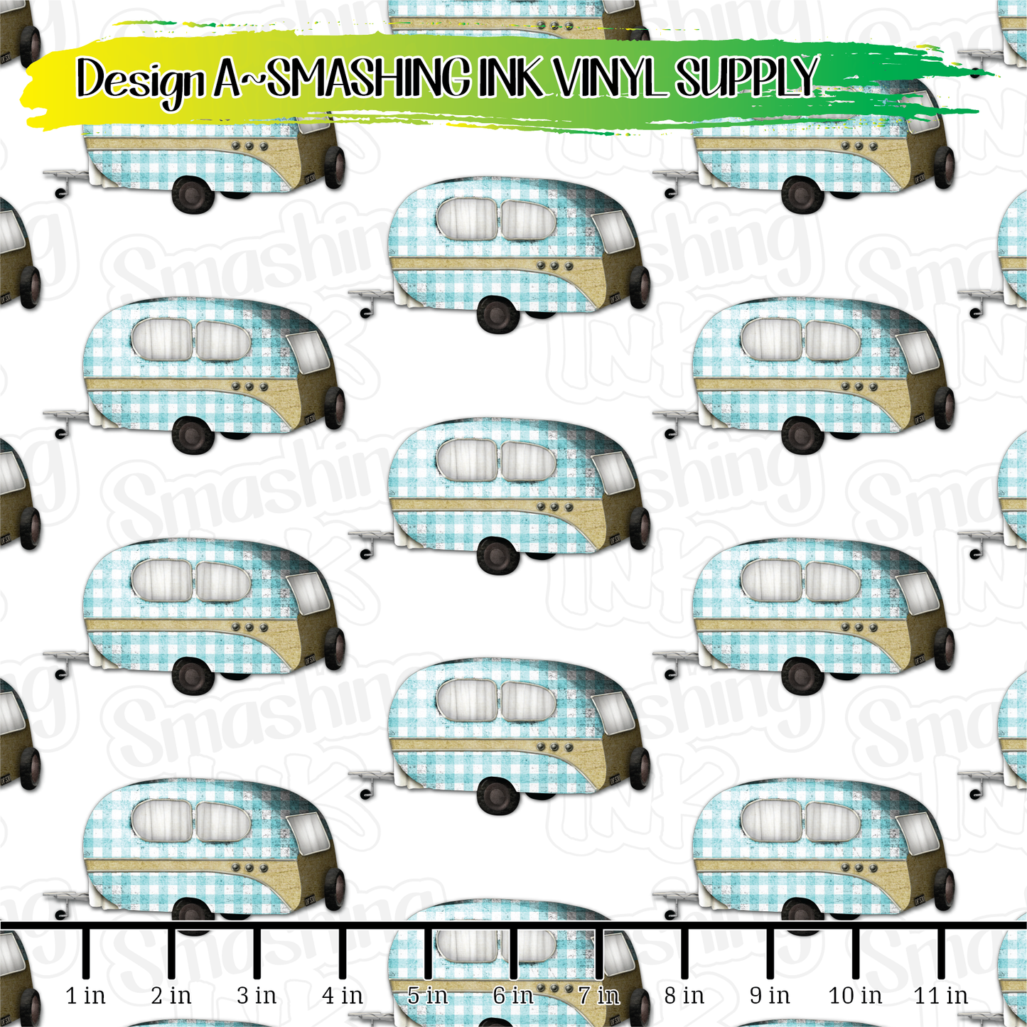 Blue Plaid Campers ★ Pattern Vinyl | Faux Leather | Sublimation (TAT 3 BUS DAYS)