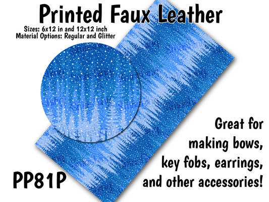 Snowy Forest - Faux Leather Sheet (SHIPS IN 3 BUS DAYS)
