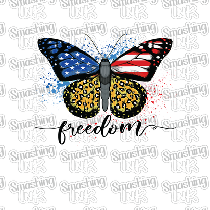Patriotic Freedom Butterfly - Heat Transfer | DTF | Sublimation (TAT 3 BUS DAYS) [4D-27HTV]