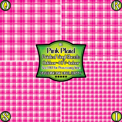 Pink Plaid ★ Pattern Vinyl | Faux Leather | Sublimation (TAT 3 BUS DAYS)