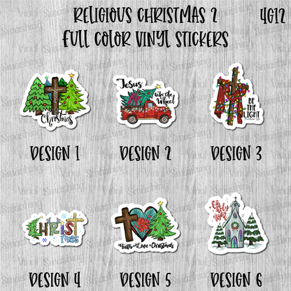 Religious Christmas 2 - Full Color Vinyl Stickers (SHIPS IN 3-7 BUS DAYS)