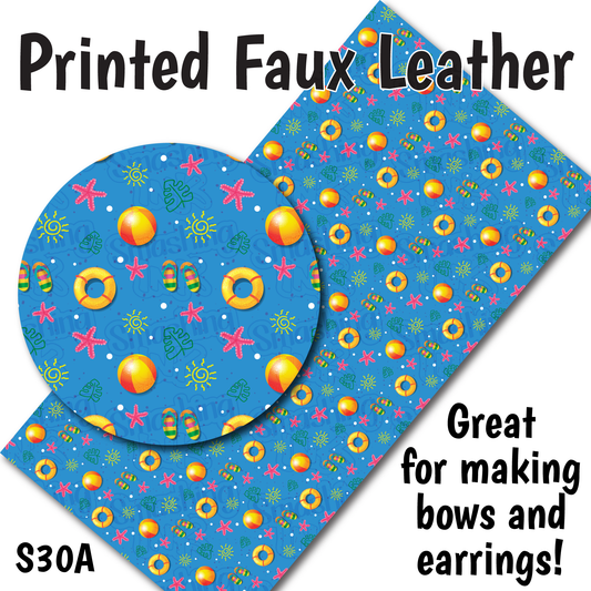 Summer Pattern - Faux Leather Sheet (SHIPS IN 3 BUS DAYS)