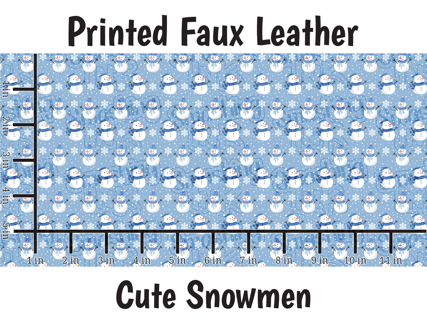 Cute Snowmen - Faux Leather Sheet (SHIPS IN 3 BUS DAYS)