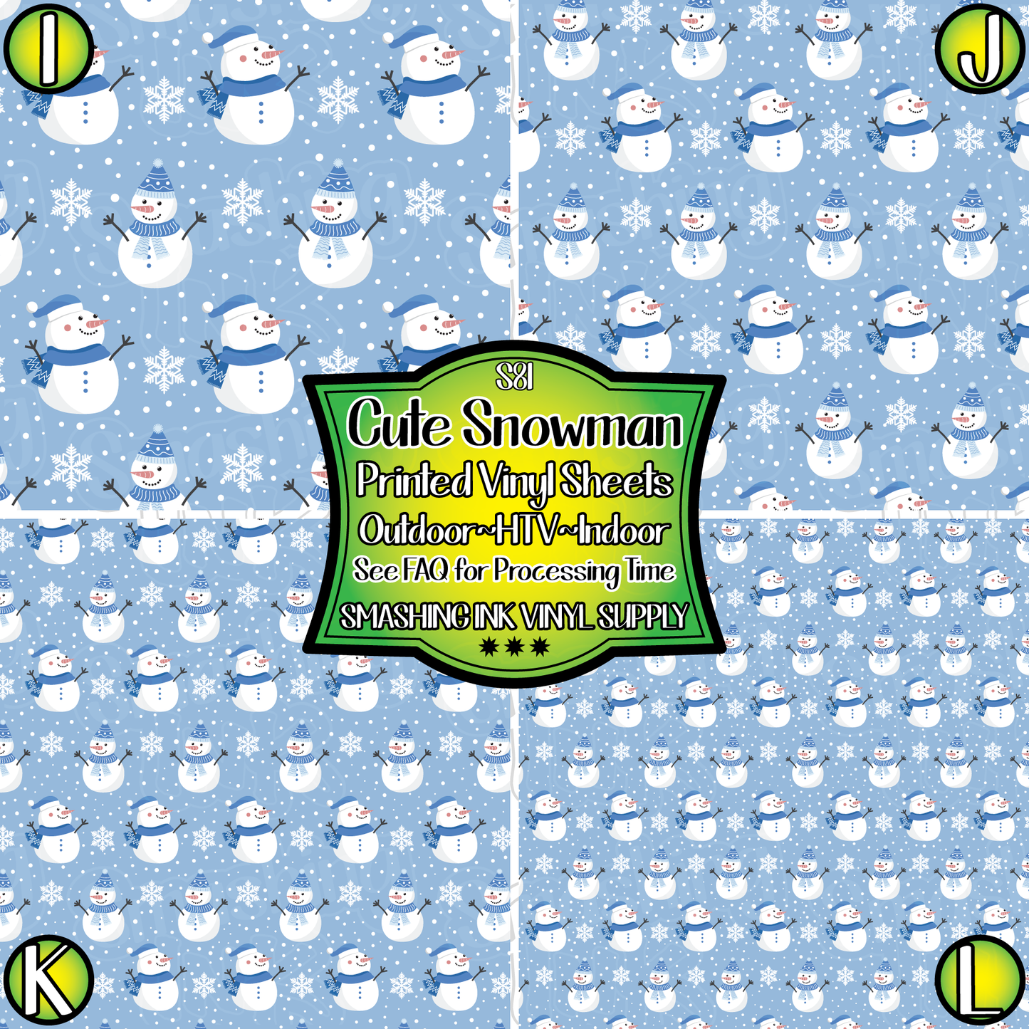 Cute Snowman ★ Pattern Vinyl | Faux Leather | Sublimation (TAT 3 BUS DAYS)