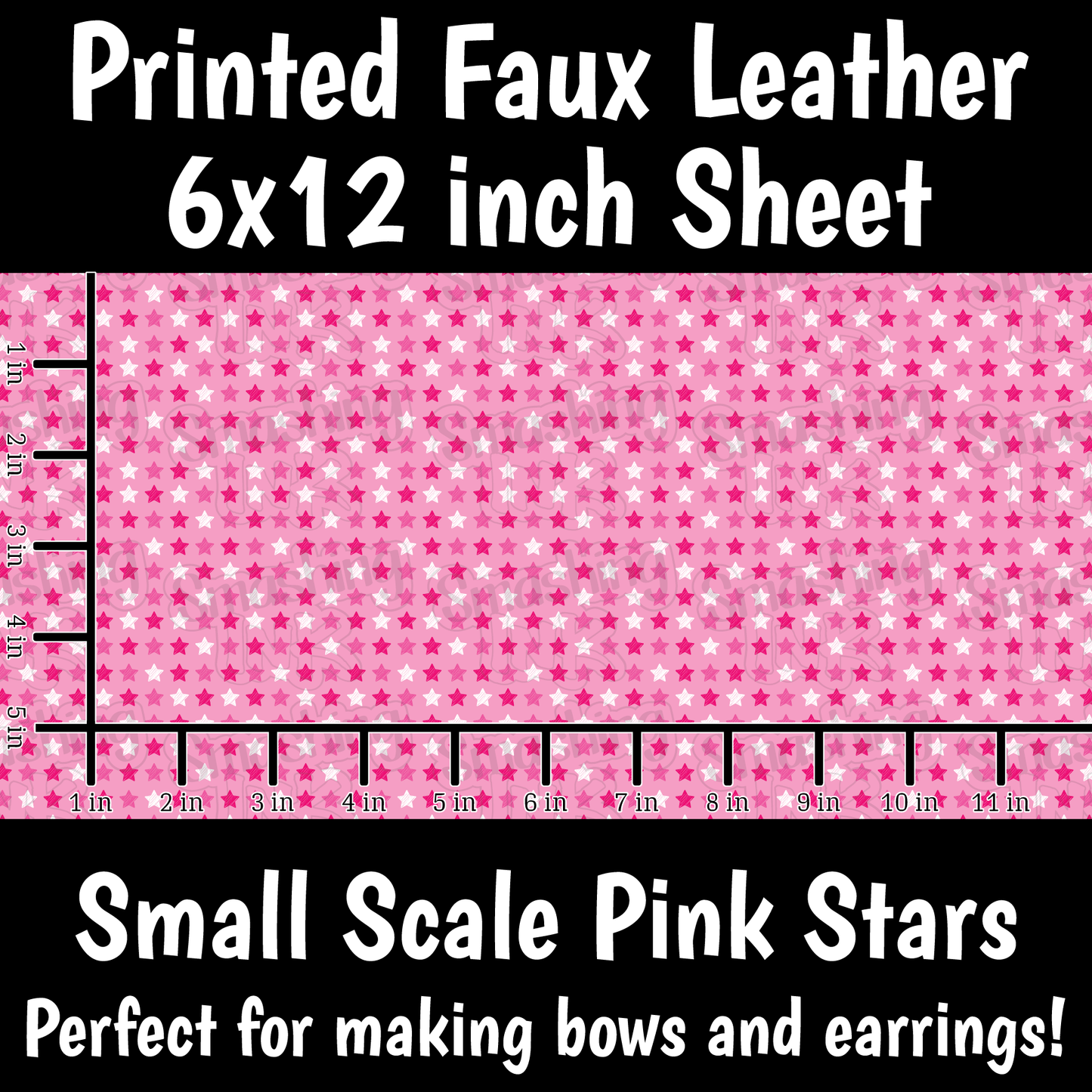 Small Scale Pink Stars - Faux Leather Sheet (SHIPS IN 3 BUS DAYS)