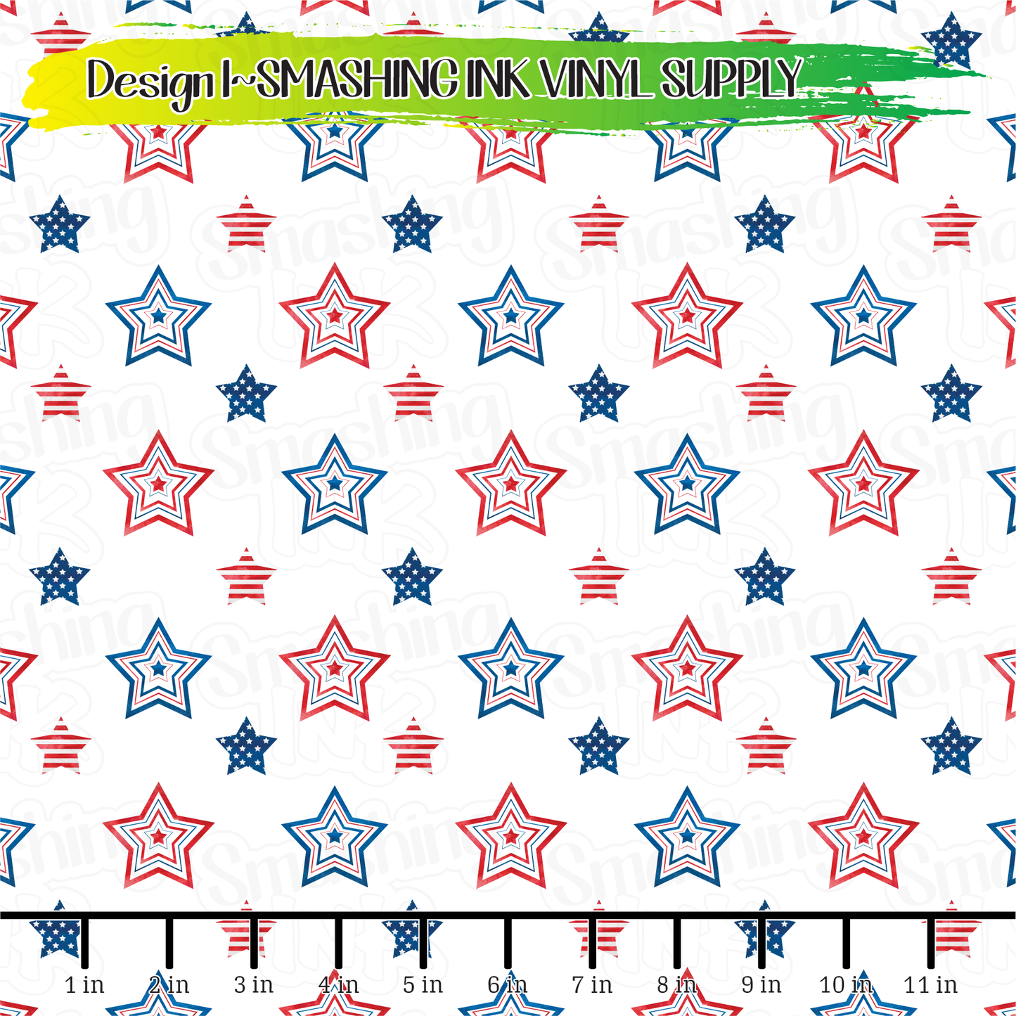 Patriotic Stars ★ Laser Safe Adhesive Film (TAT 3 BUS DAYS)