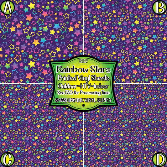 Rainbow Stars ★ Pattern Vinyl | Faux Leather | Sublimation (TAT 3 BUS DAYS)