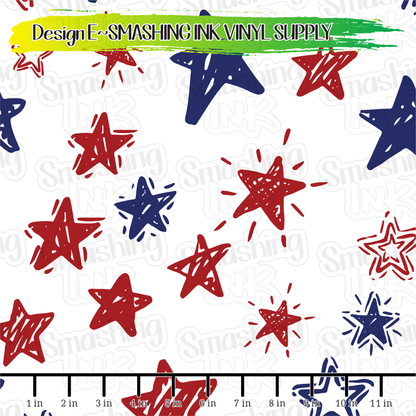 Red And Blue Stars ★ Pattern Vinyl | Faux Leather | Sublimation (TAT 3 BUS DAYS)