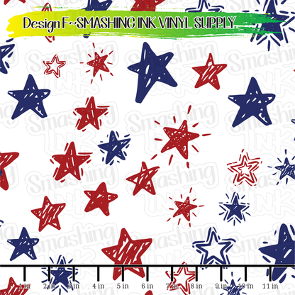 Red And Blue Stars ★ Pattern Vinyl | Faux Leather | Sublimation (TAT 3 BUS DAYS)