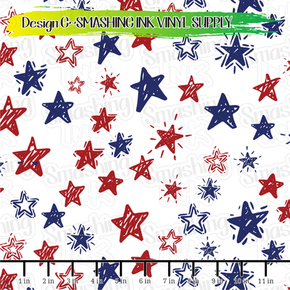 Red And Blue Stars ★ Laser Safe Adhesive Film (TAT 3 BUS DAYS)