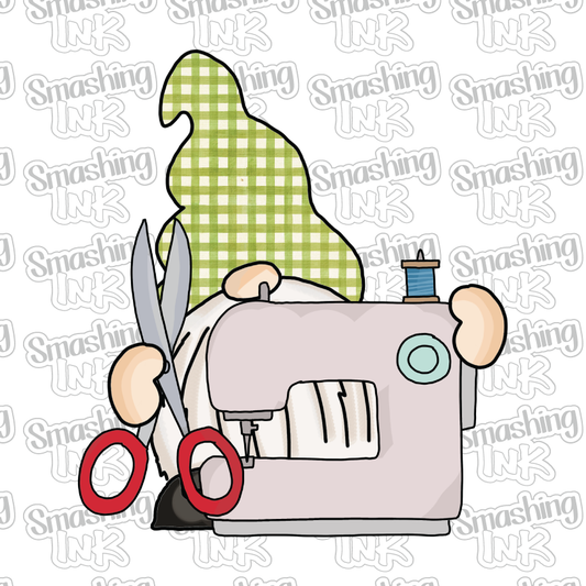 Scissors And Sewing Machine Gnome - Heat Transfer | DTF | Sublimation (TAT 3 BUS DAYS) [9L-5HTV]