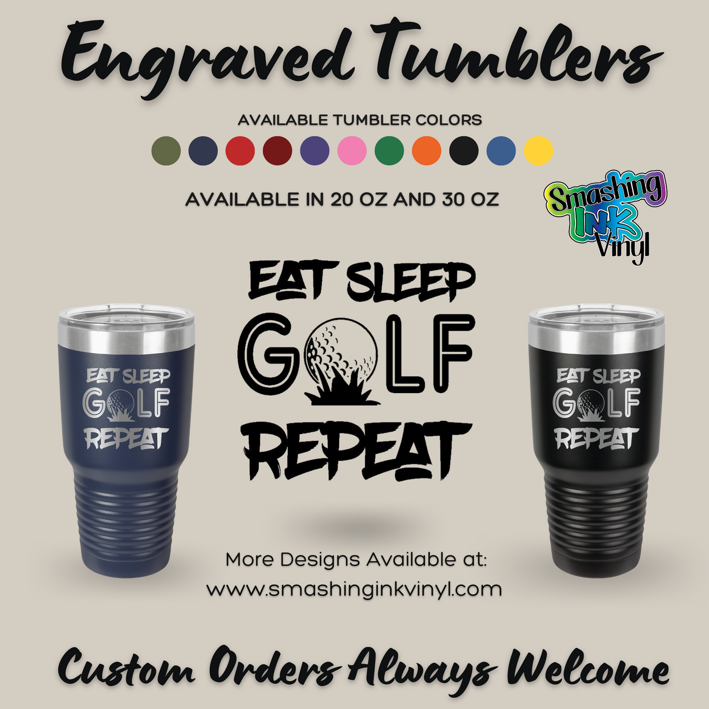 Eat Sleep Golf - Engraved Tumblers
