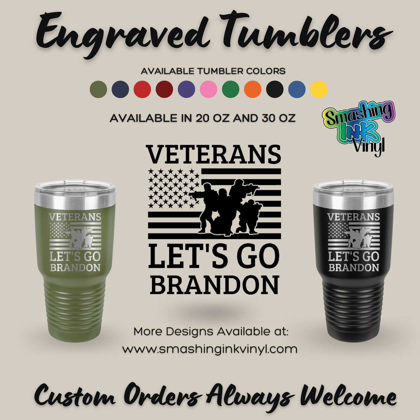 Veteran Let's Go Brandon - Engraved Tumblers (TAT 3-5 BUS DAYS)