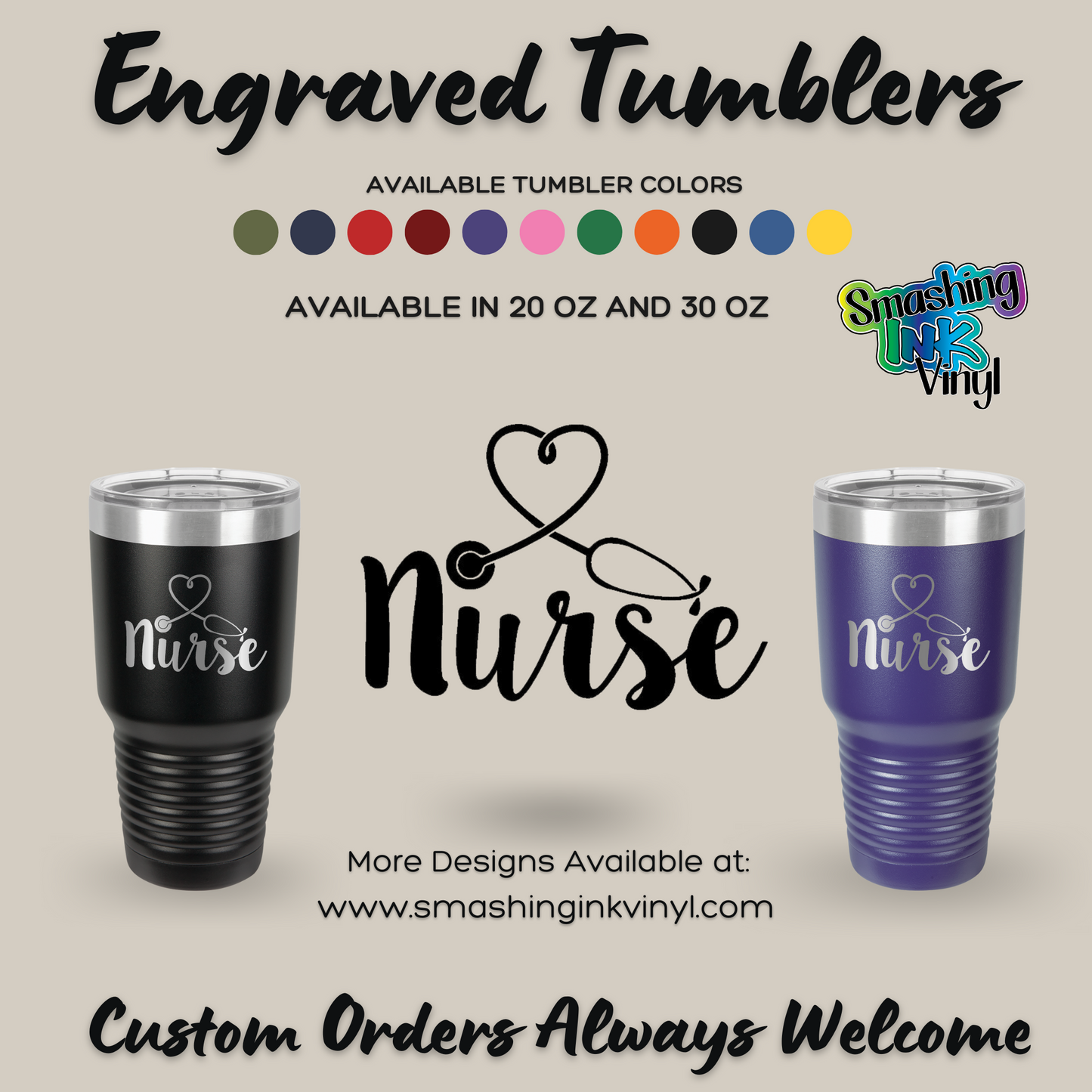 Nurse - Engraved Tumblers (TAT 3-5 BUS DAYS)