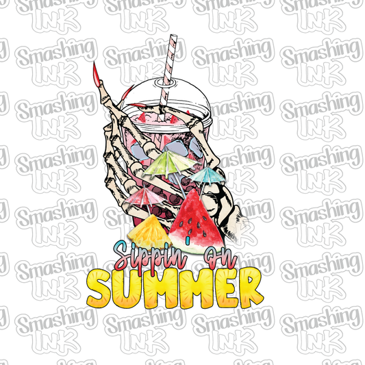 Sippin On Summer - Heat Transfer | DTF | Sublimation (TAT 3 BUS DAYS) [8C-3HTV]