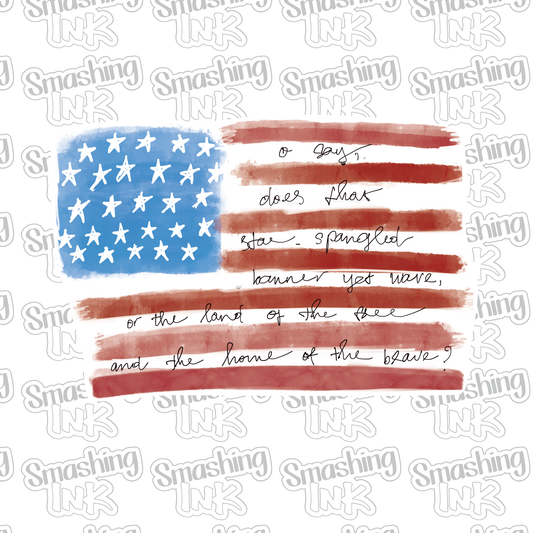 Star Spangled Banner Flag - Heat Transfer | DTF | Sublimation (TAT 3 BUS DAYS) [4D-15HTV]