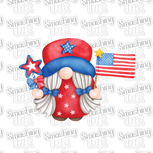 Stars And Stripes Gnome - Heat Transfer | DTF | Sublimation (TAT 3 BUS DAYS) [4D-6HTV]
