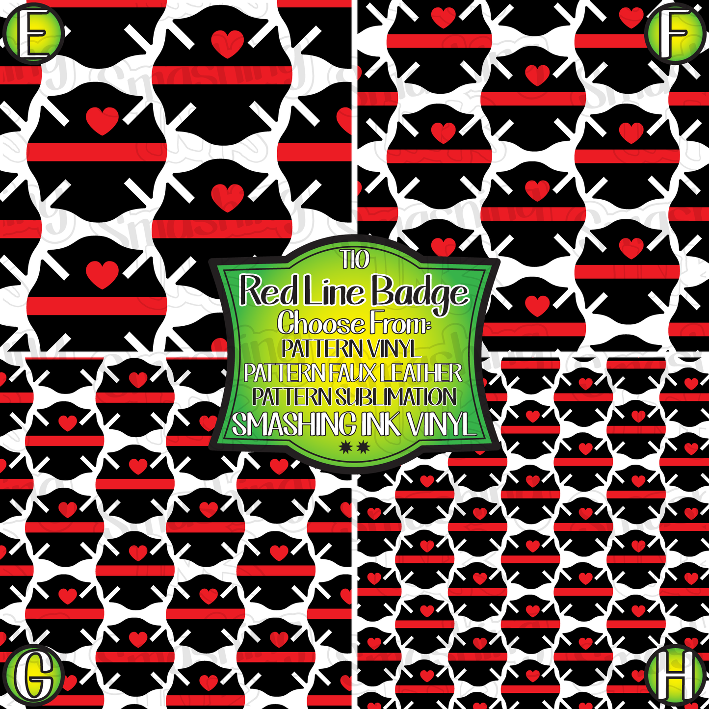 Red Line Badge ★ Pattern Vinyl | Faux Leather | Sublimation (TAT 3 BUS DAYS)