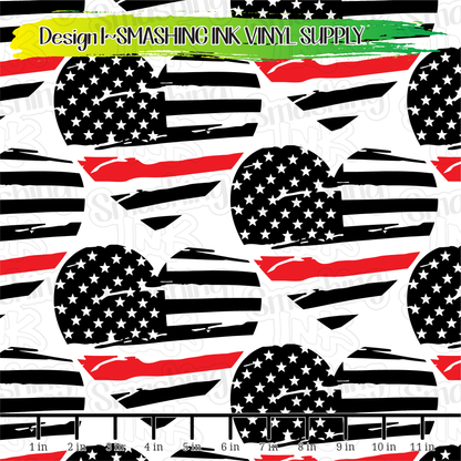 Red Line Heart ★ Pattern Vinyl | Faux Leather | Sublimation (TAT 3 BUS DAYS)