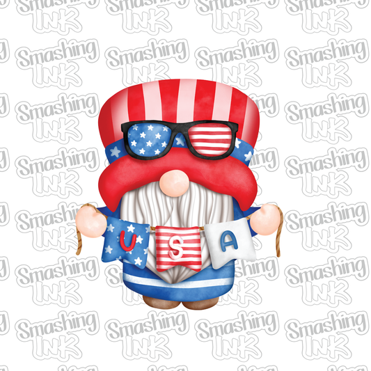 USA Gnome - Heat Transfer | DTF | Sublimation (TAT 3 BUS DAYS) [4D-7HTV]